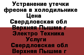 Устранение утечки фреона в холодильнике › Цена ­ 750 - Свердловская обл., Верхняя Пышма г. Электро-Техника » Услуги   . Свердловская обл.,Верхняя Пышма г.